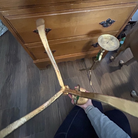 Brass and Green Candle Holders- pair - Picture 10 of 11